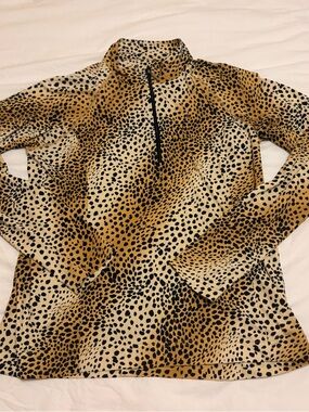 Neutral Leopard Print Top with Mock Neck